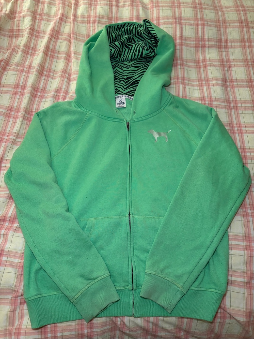 Victoria's Secret PINK Green Zip Up Hoodie